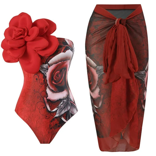 Crimson Rose Swimwear Set