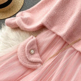 Pink Woven Shrug Dress