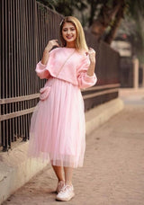 Pink Woven Shrug Dress