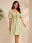 Sage Bloom Mini Dress