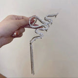 Silver Long Snake Twisted Metal Hair Claw