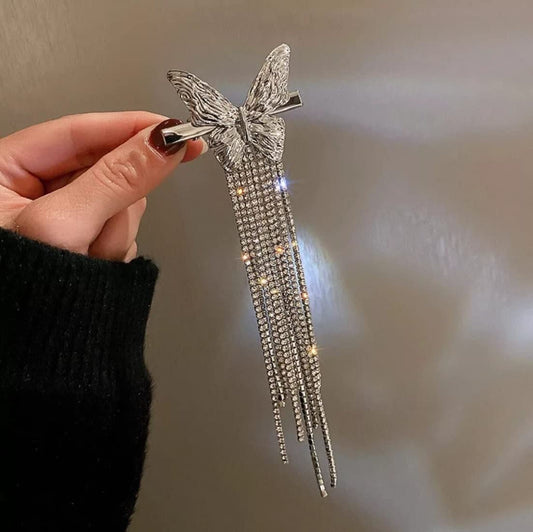 Silver Butterfly Hair Aesthetic Clip
