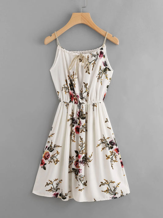 Floral Beige Print Dress