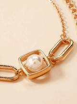 Pearl Decor Geometric Design Bracelet