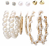Pearl Heart Earrings Set