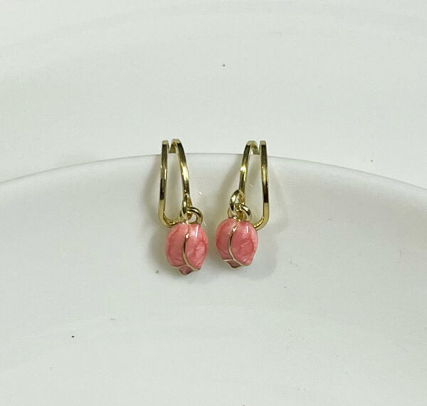 Rose Charm Hoops Earrings