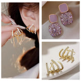 Lavender Luxe & Crystal Spiral Hoop Earring Combo