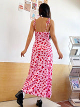 Rosy Heart Printed Knot Dress