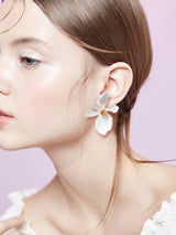 White Floral Statement Earring