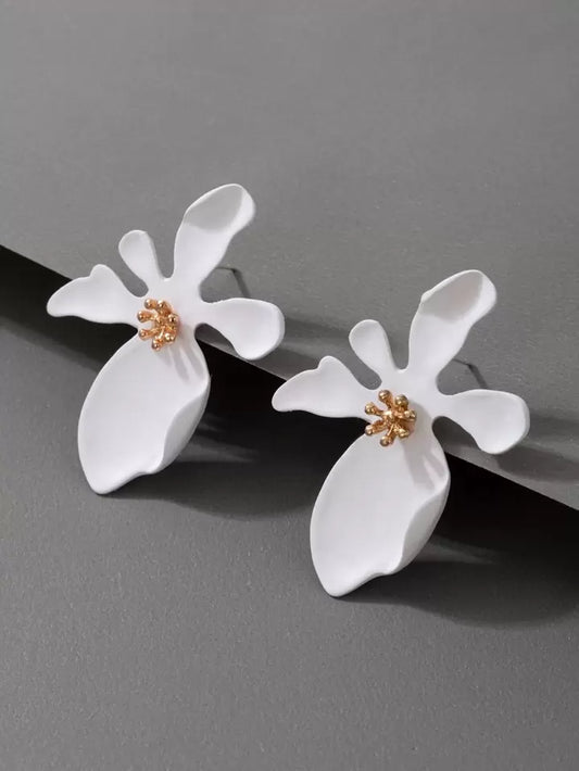 White Floral Statement Earring