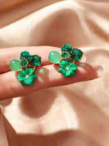 Emerald Blossom Cluster Earrings
