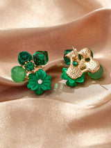 Emerald Blossom Cluster Earrings