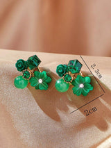 Emerald Blossom Cluster Earrings