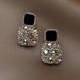 Black Stone Charm Earrings
