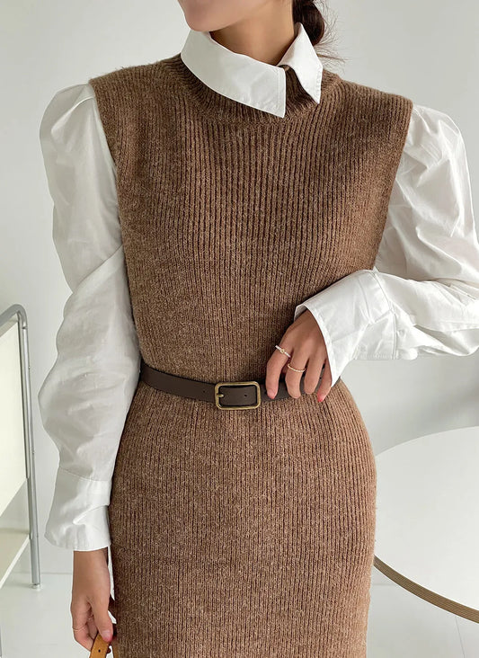 Cozy Belted Classic Winter Dress