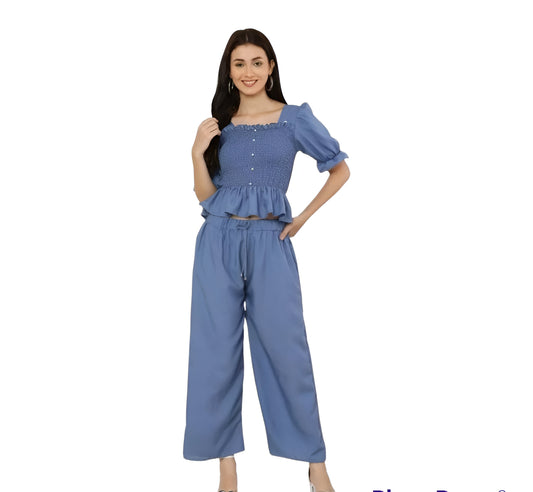 Vita Blue Smocked Co-ord Set