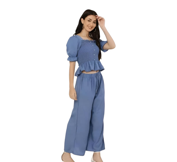 Vita Blue Smocked Co-ord Set