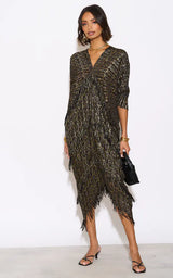 Midnight Shimmer Draped Dress