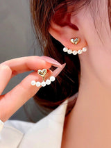 Gold Heart and Pearl Earrings