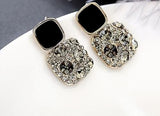 Black Stone Charm Earrings