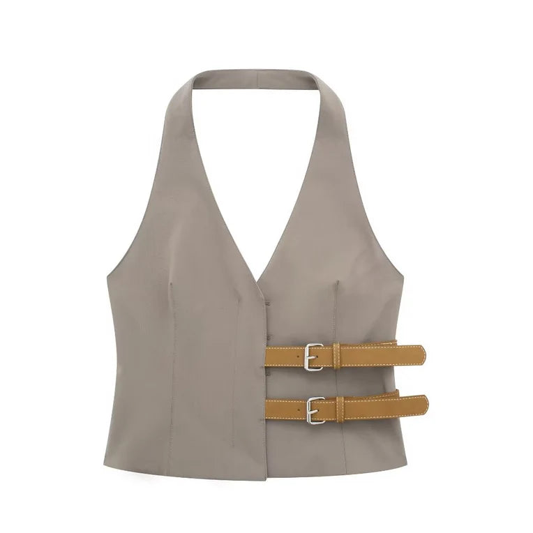 Trendy Halter Neck Belted Co-ord