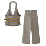 Trendy Halter Neck Belted Co-ord