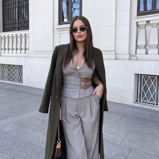 Trendy Halter Neck Belted Co-ord