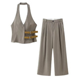 Trendy Halter Neck Belted Co-ord