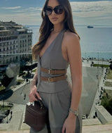 Trendy Halter Neck Belted Co-ord