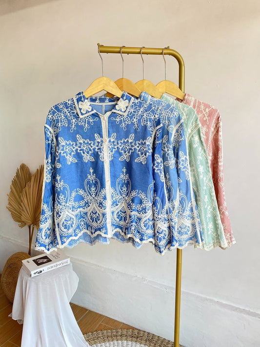 Long Sleeve Eyelet Shirt