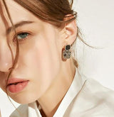 Black Stone Charm Earrings