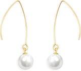 Golden Loop Pearl Drop Earrings