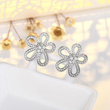 Sparkling Floral Loop Stud Earrings