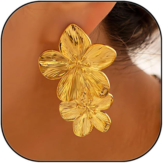Golden Petal Drop Earrings