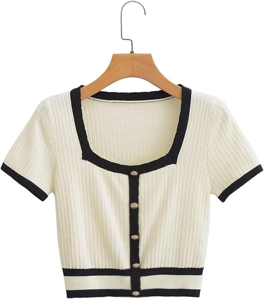 Retro Ribbed Charm Top