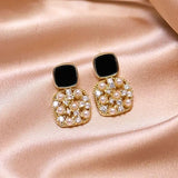 Black Stone Stud Earrings