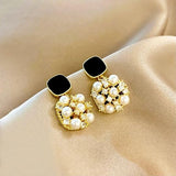 Black Stone Stud Earrings
