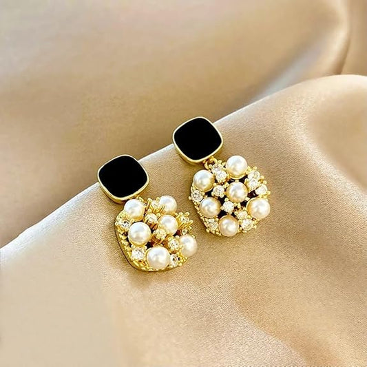 Black Stone Stud Earrings