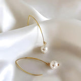 Golden Loop Pearl Drop Earrings