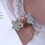 Sparkling Floral Loop Stud Earrings
