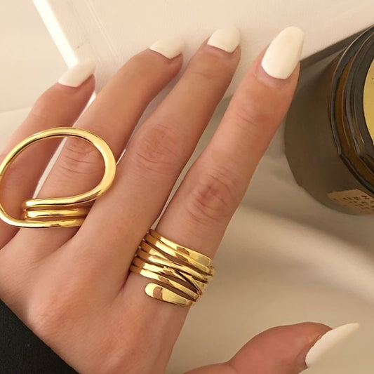 Shining Oval Gold Rings