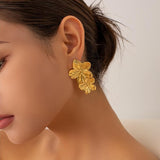 Golden Petal Drop Earrings