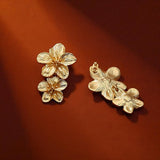 Golden Petal Drop Earrings