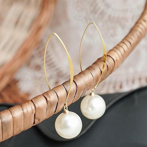 Golden Loop Pearl Drop Earrings