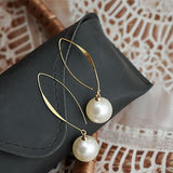 Golden Loop Pearl Drop Earrings