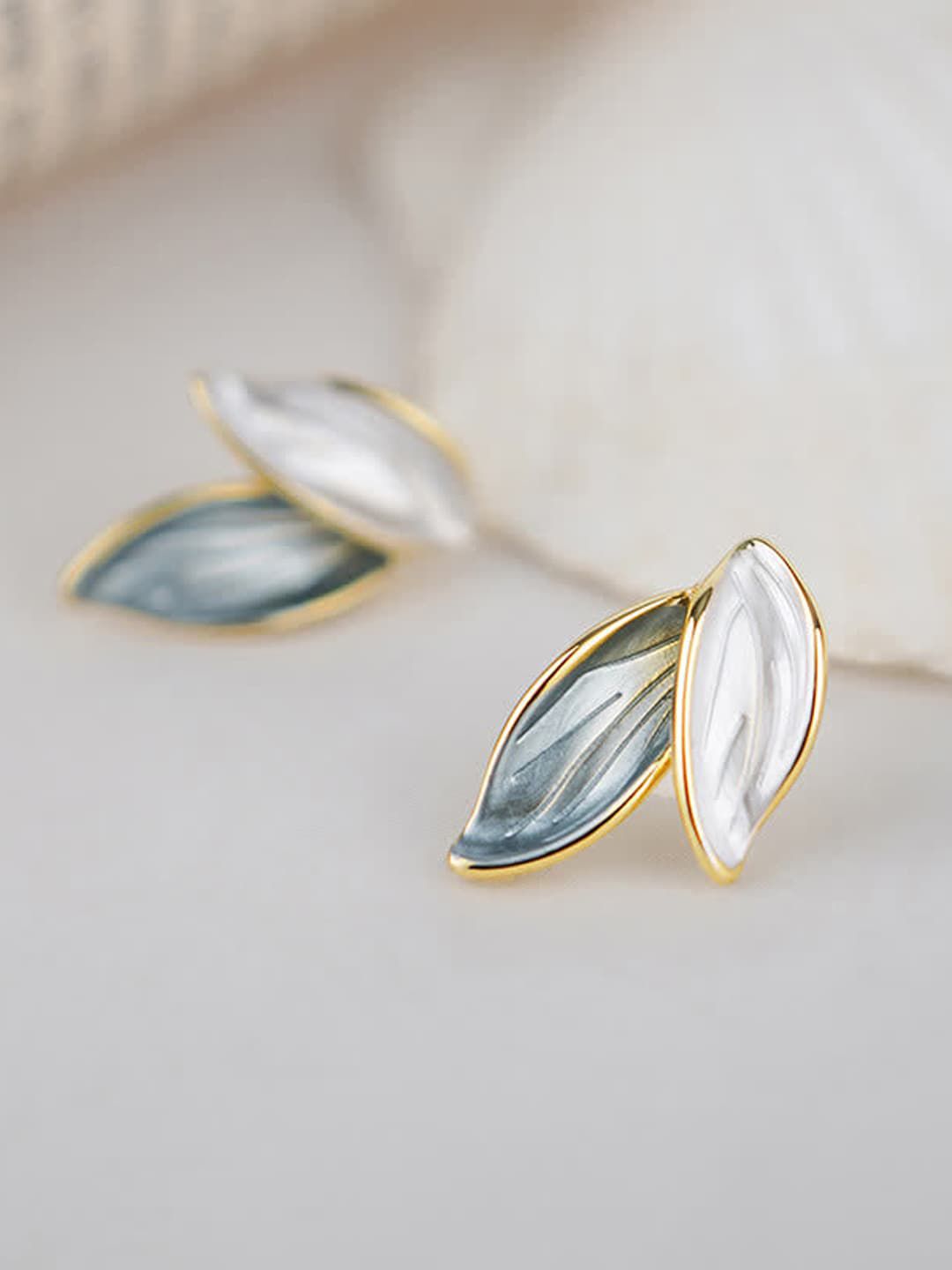 Elegant Dual Leaf Stud Earrings