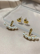 Gold Heart and Pearl Earrings