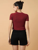Maroon Sparkle Mock Neck Top