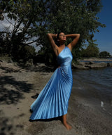 Sky-Shine Muse One-Shoulder Dress