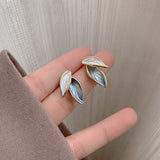 Elegant Dual Leaf Stud Earrings